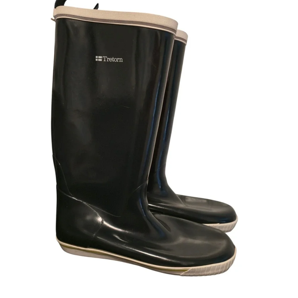 Tretorn Navy Blue Tall Rubber Rain Boots Waterproof‎ Outdoor Garden Hiking